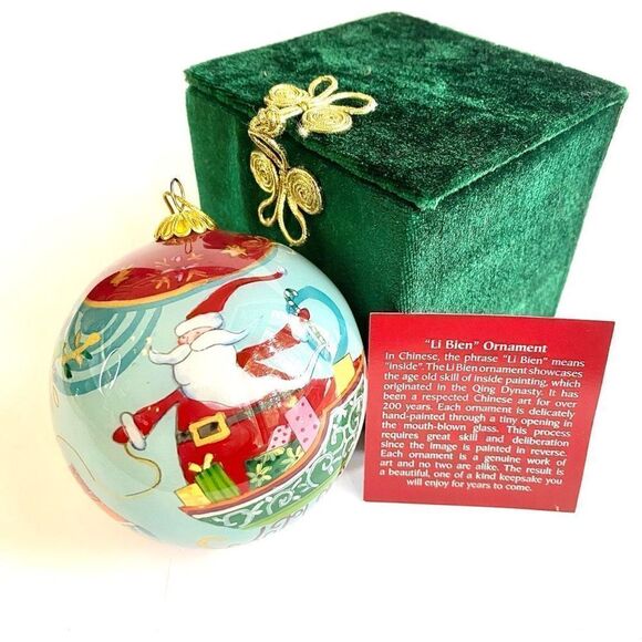 Li Bien Ornament 2011 Santa Sleigh Reindeer Christmas Original Box Mint Cond - Picture 1 of 8